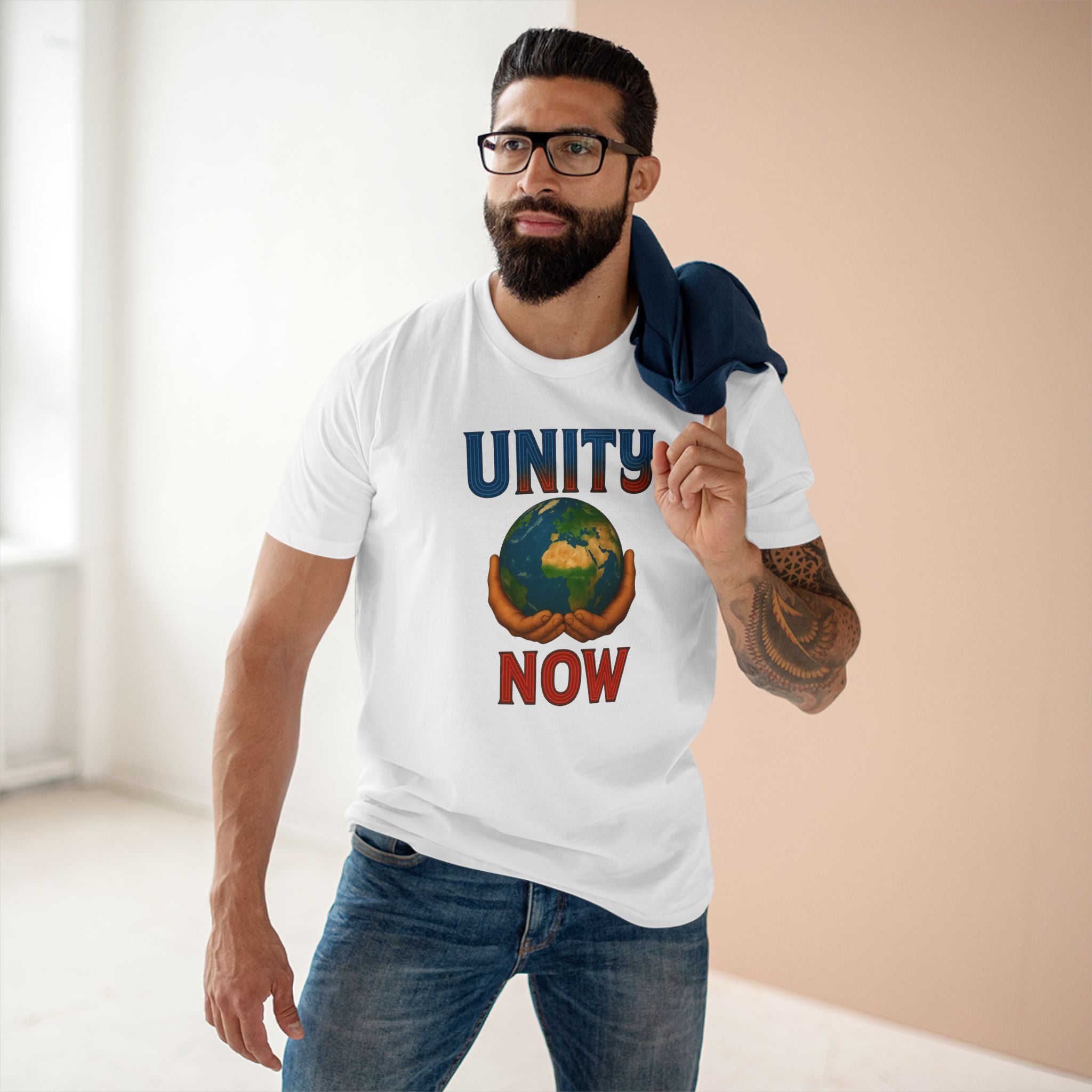 Unity Now Tee — AS Colour 5001 (AU) — Retro Earth Graphic Tee for Peace & Activism