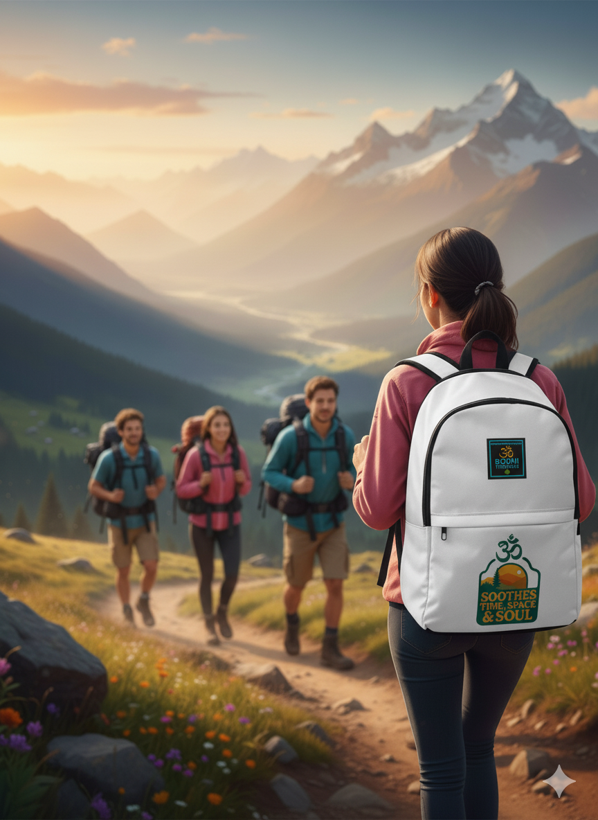 Unisex Fabric Backpack with OM Symbol - Nature Design