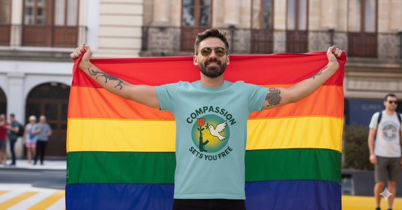 Glowing Compassion Tee, Unisex Heavy Cotton – Wear Kindness with Purpose.