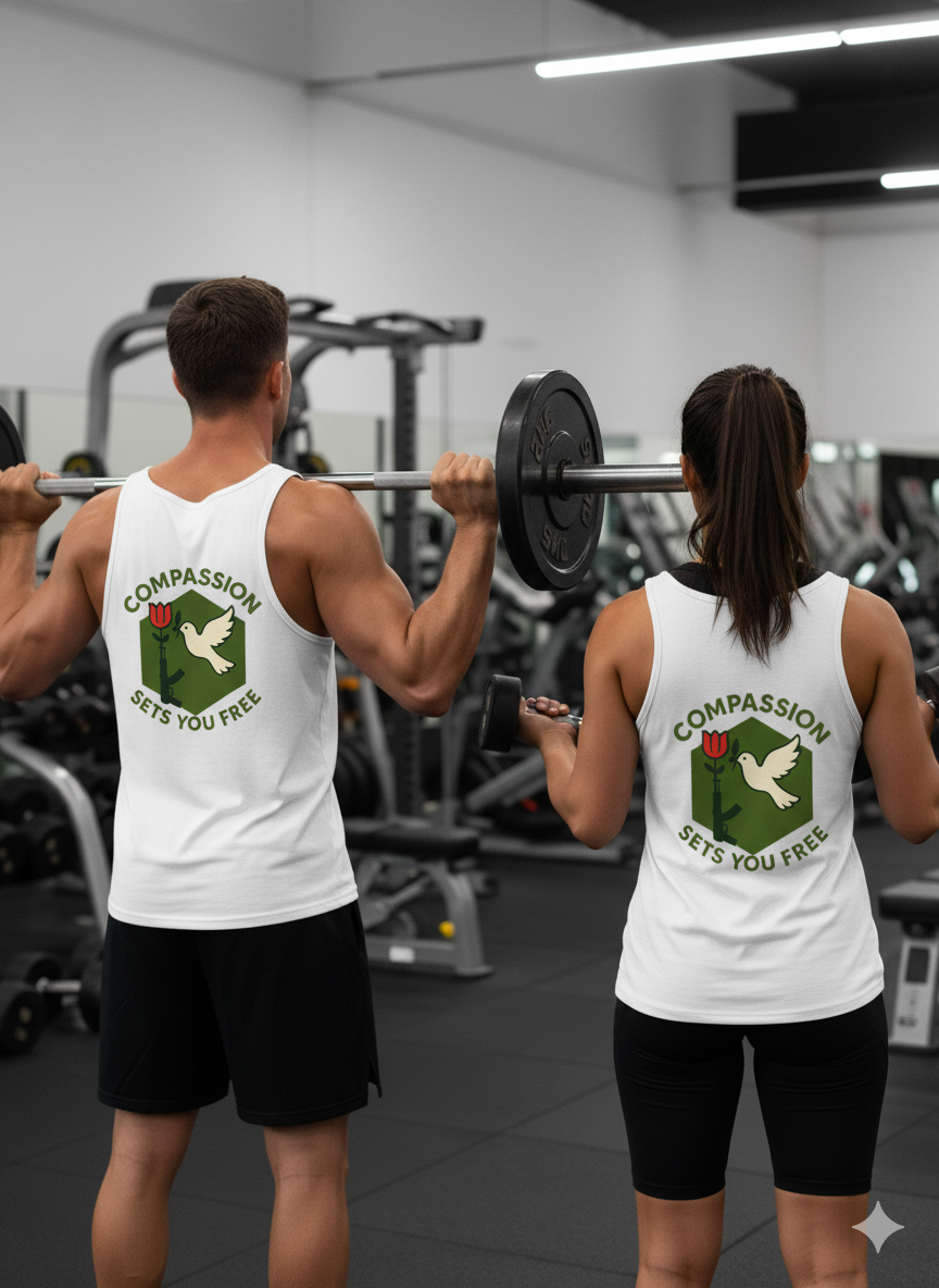 Unisex 100% Cotton Compassion Badge Tank Top – Wear Kindness with Purpose