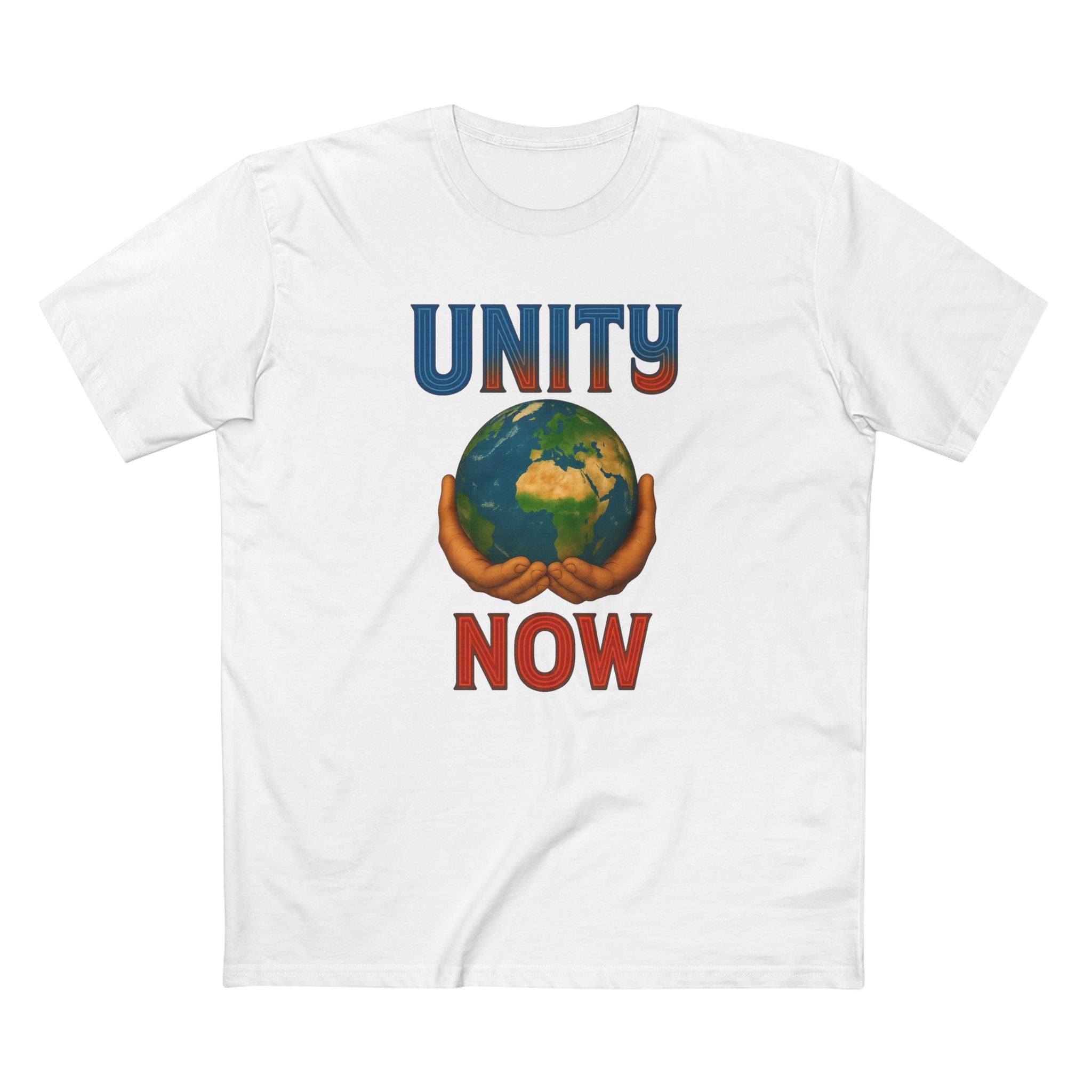 Unity Now Tee — AS Colour 5001 (AU) — Retro Earth Graphic Tee for Peace & Activism