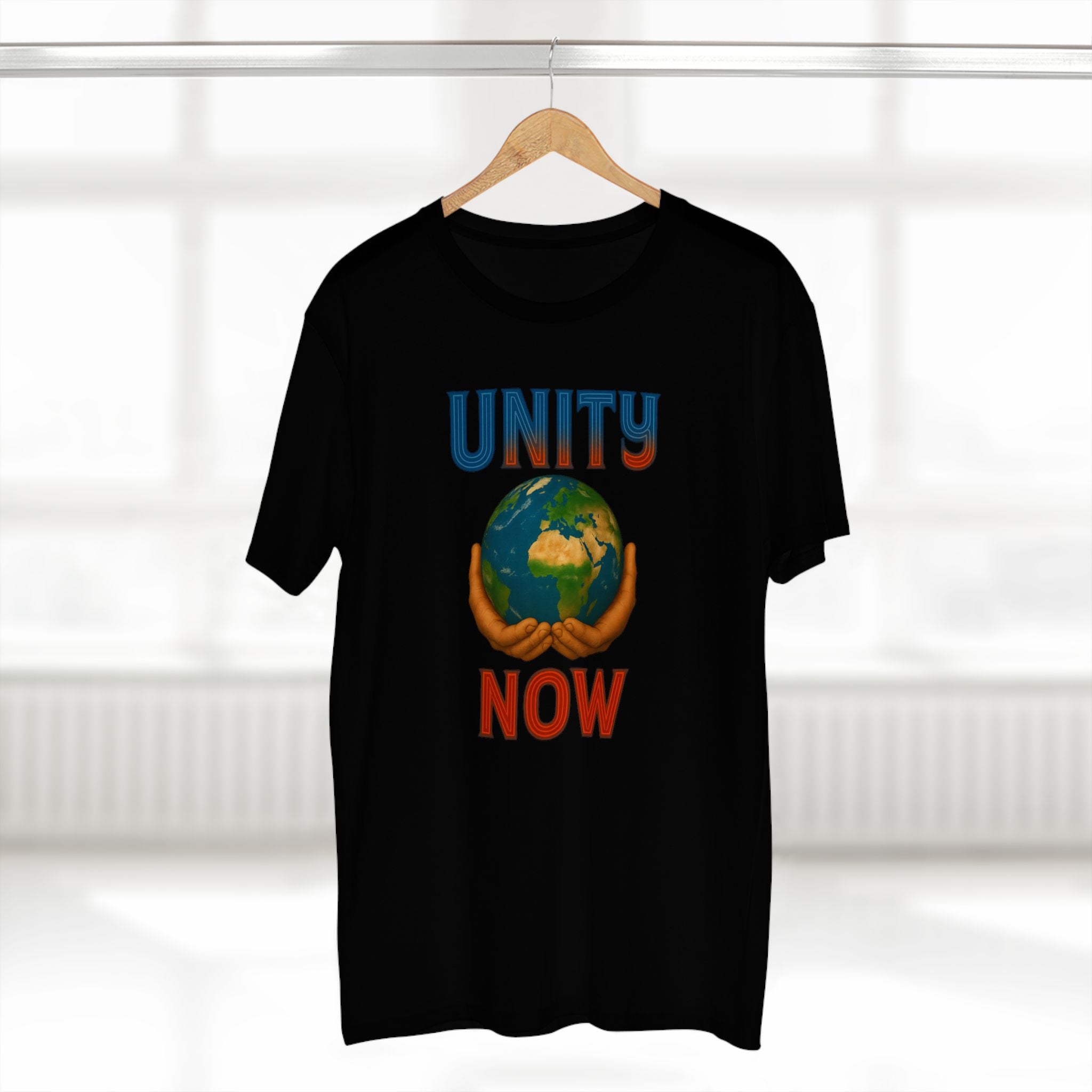 Unity Now Tee — AS Colour 5001 (AU) — Retro Earth Graphic Tee for Peace & Activism