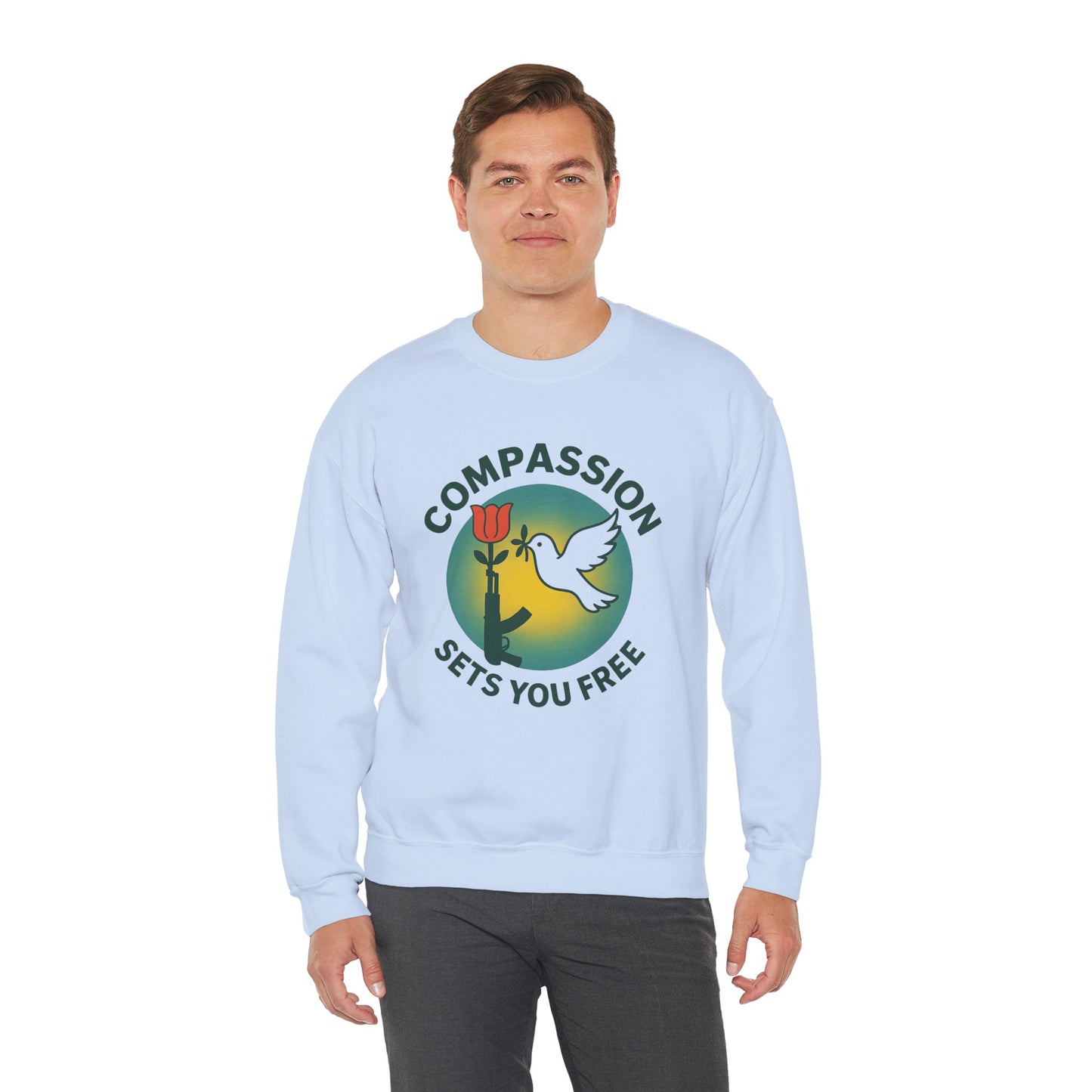 Cotton – Polyester Glowing Compassion Sweatshirt – Wear Kindness with Purpose.