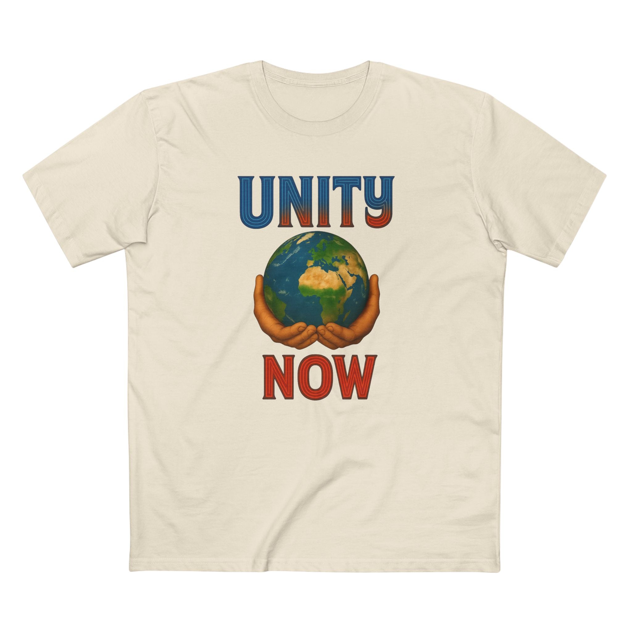Unity Now Tee — AS Colour 5001 (AU) — Retro Earth Graphic Tee for Peace & Activism