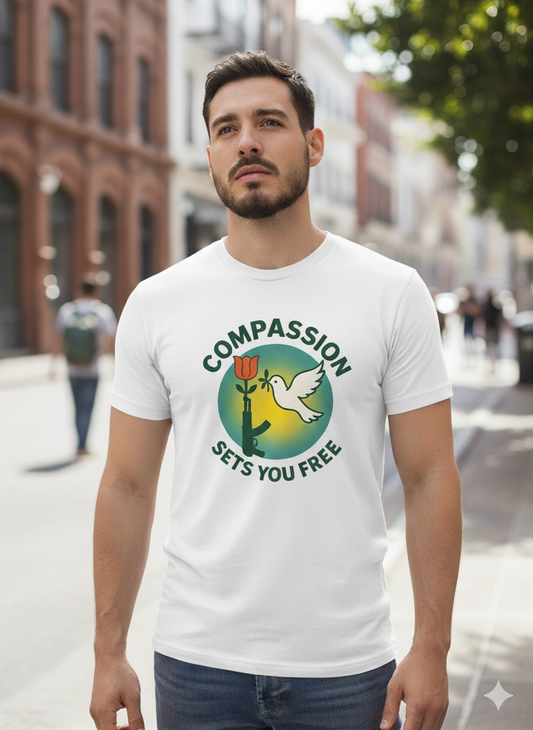 Glowing Compassion Tee, Unisex Heavy Cotton – Wear Kindness with Purpose.