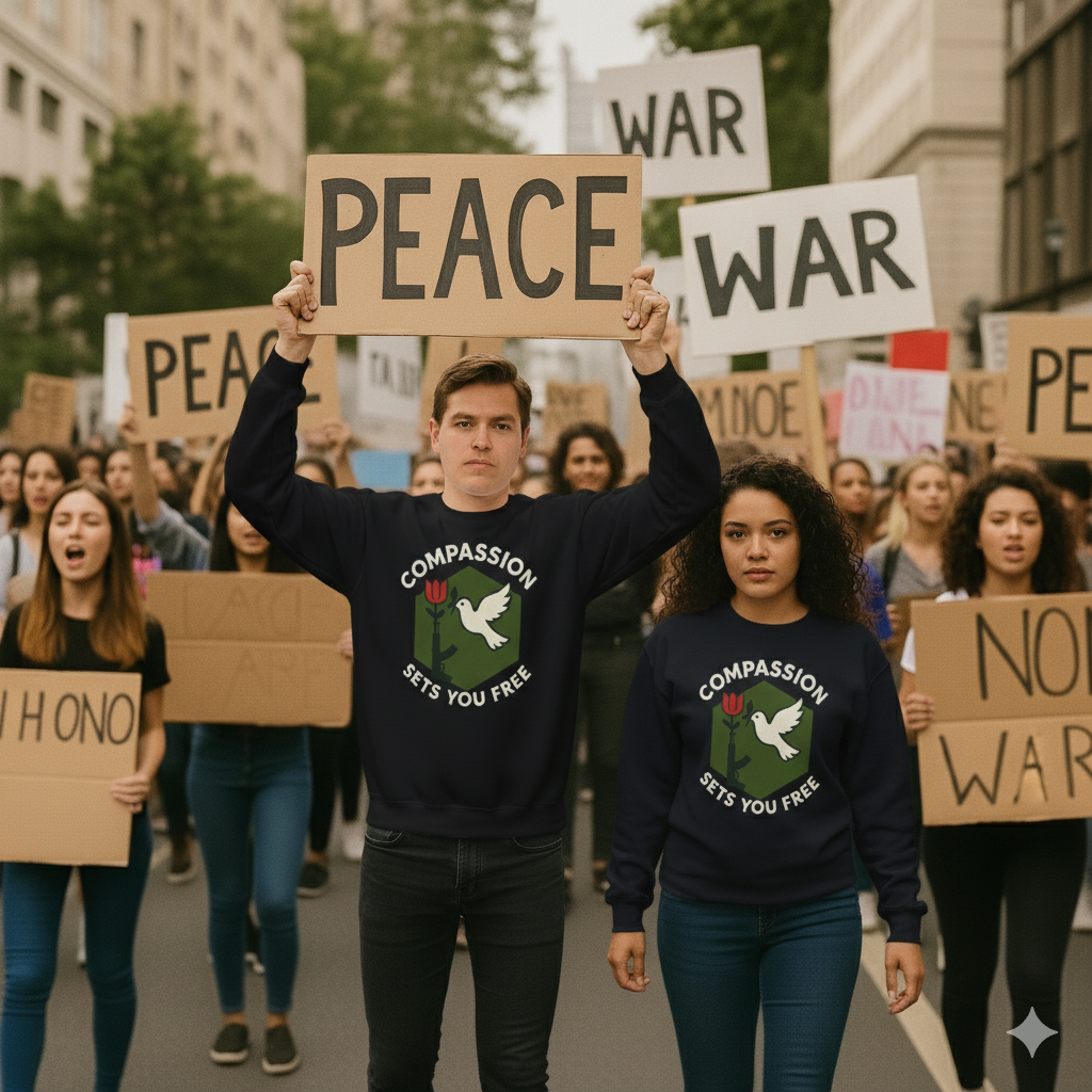 Cotton Polyester Compassion Badge Sweatshirt - Kindness Purpose