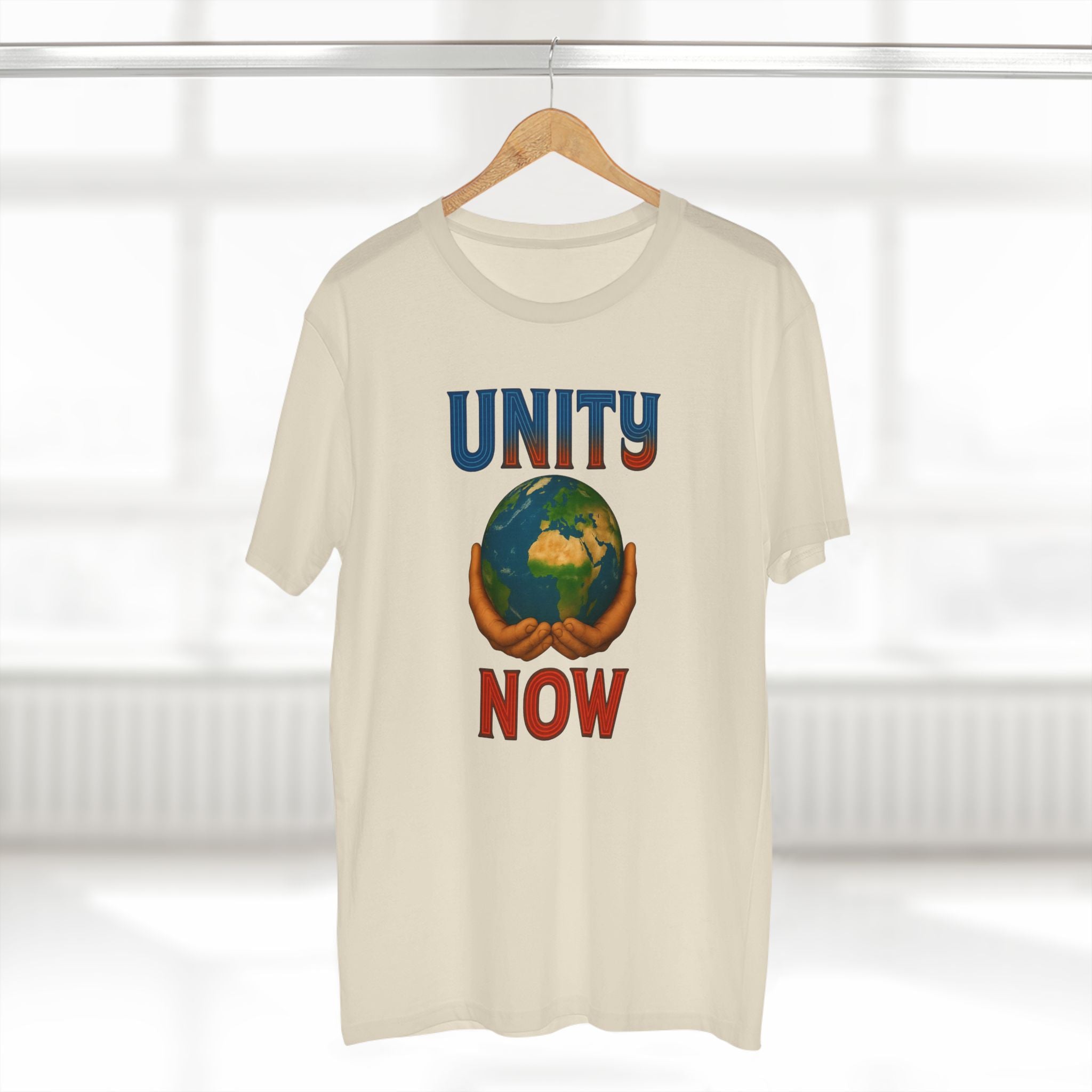 Unity Now Tee — AS Colour 5001 (AU) — Retro Earth Graphic Tee for Peace & Activism