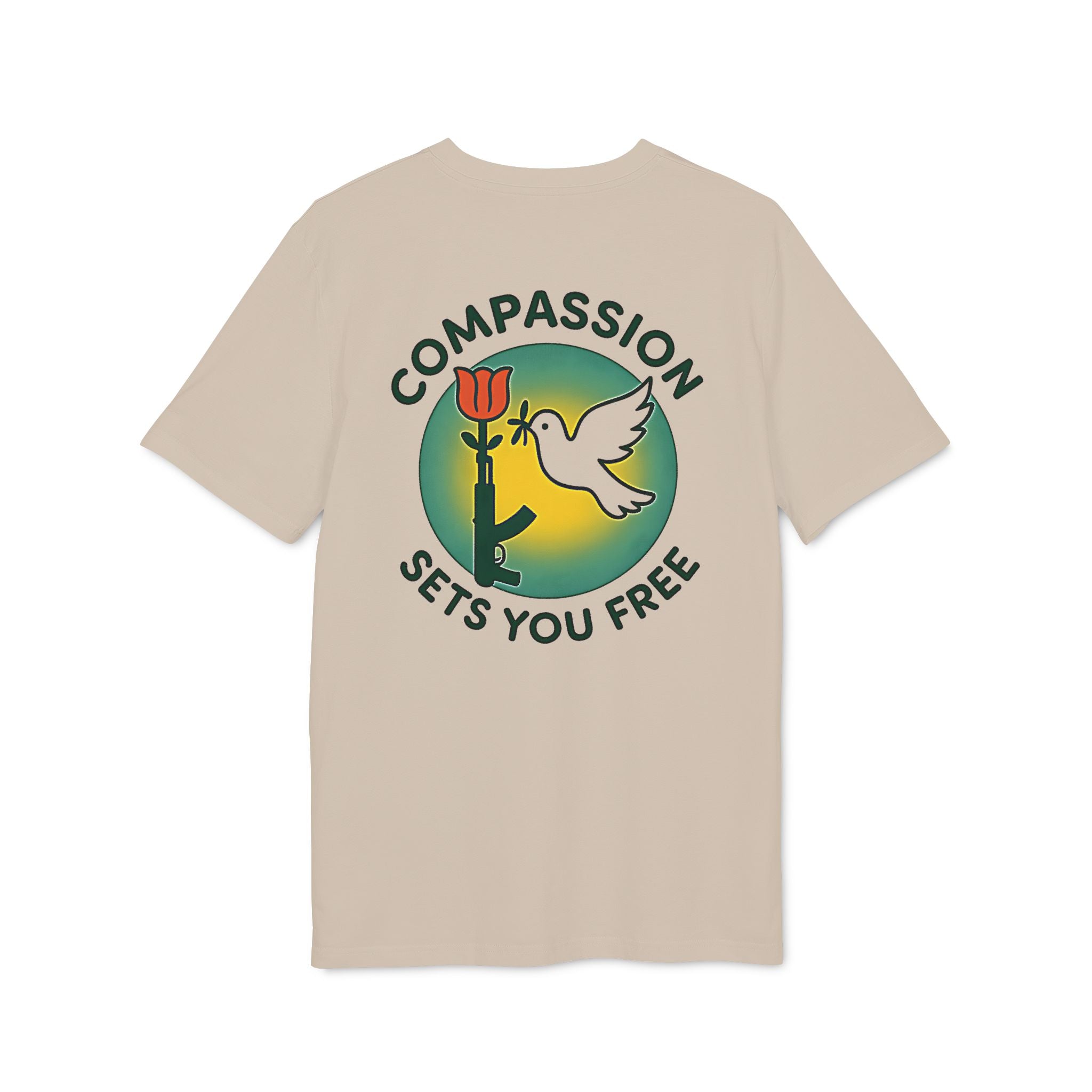 Compassion Sets You Free T-Shirt — Peace Dove & Flower Graphic Tee