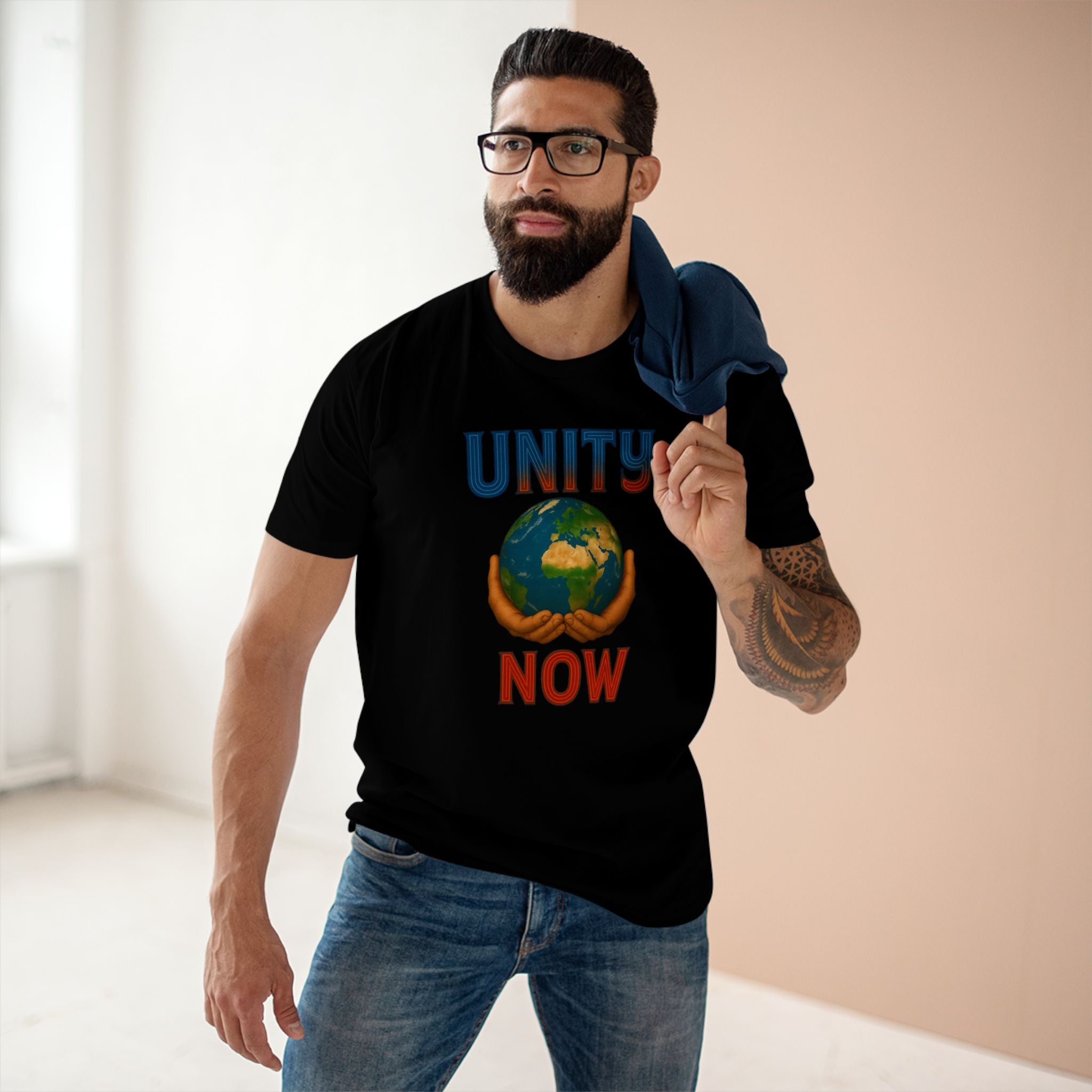Unity Now Tee — AS Colour 5001 (AU) — Retro Earth Graphic Tee for Peace & Activism