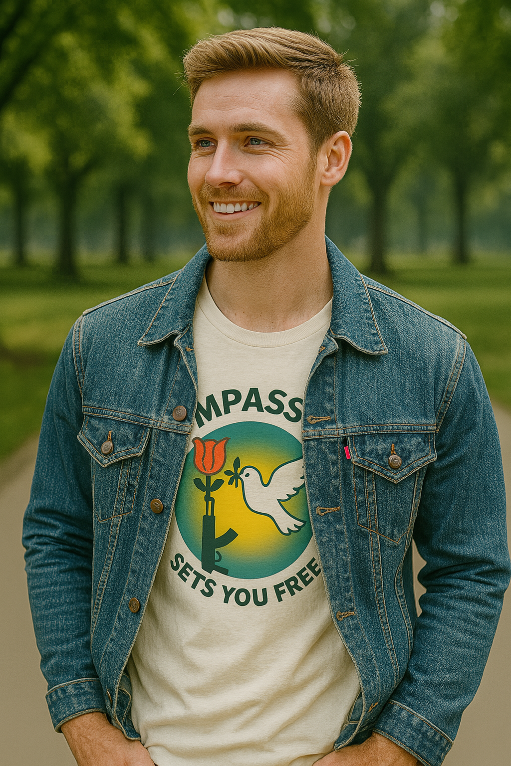 Unisex 100% Cotton Glowing Compassion Tee – Wear Kindness with Purpose.