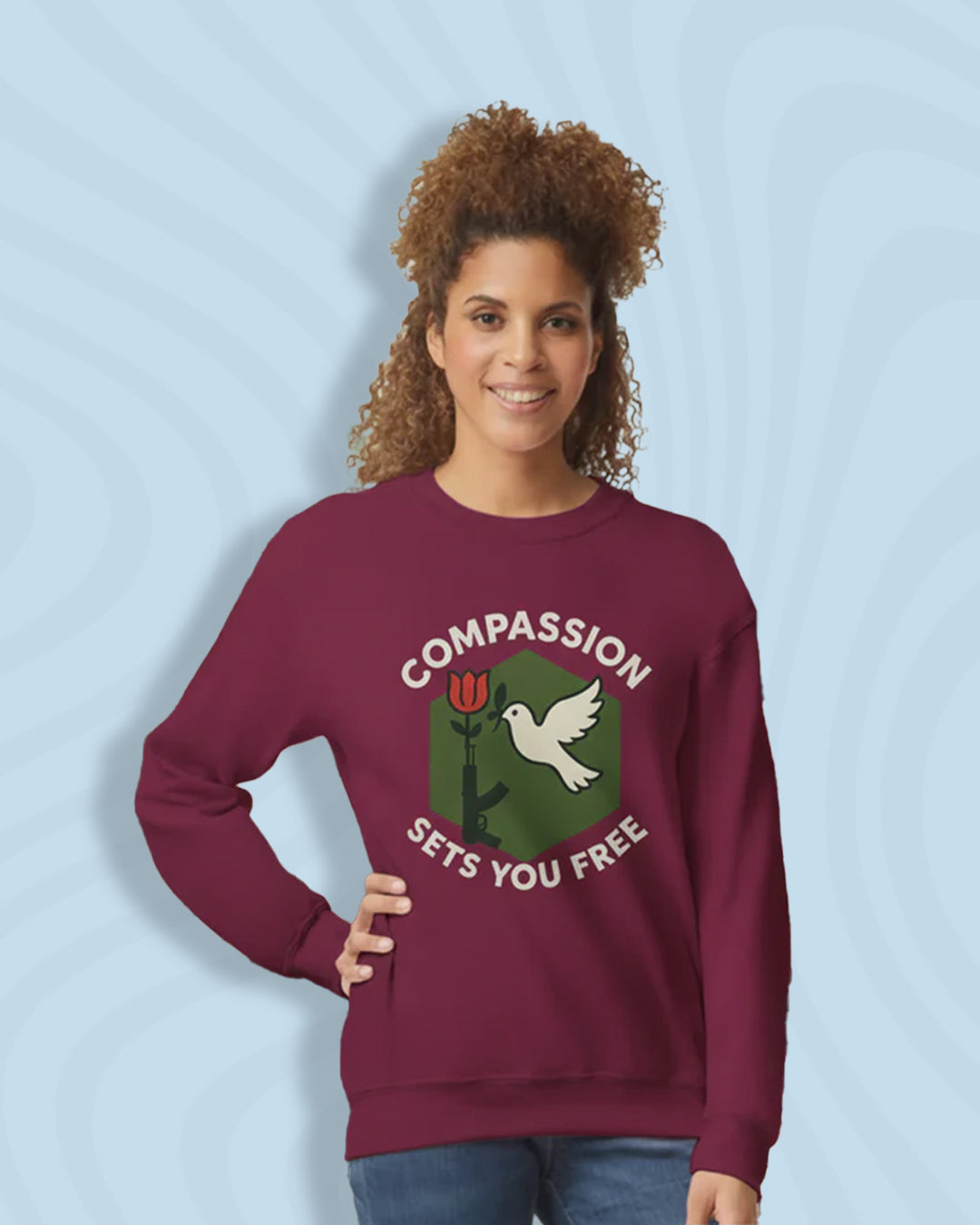 Cotton Polyester Compassion Badge Sweatshirt - Kindness Purpose