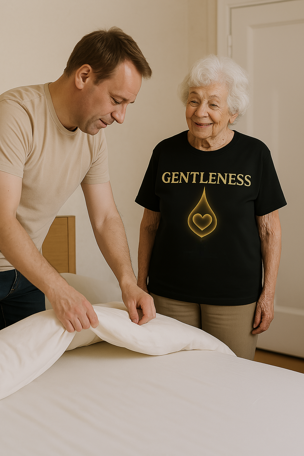 Unisex 100% Cotton Gentleness Tee – A Heartfelt Design showing you Care.