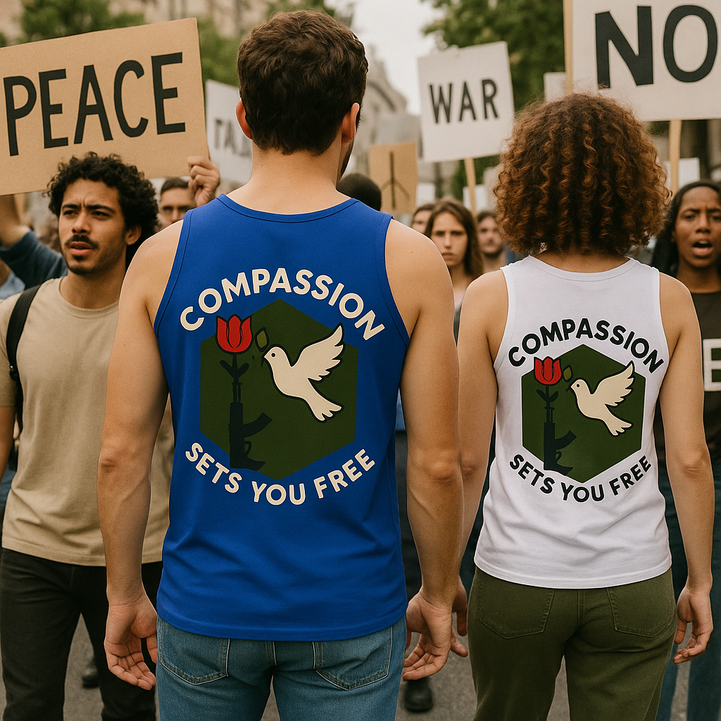 Unisex 100% Cotton Compassion Badge Tank Top – Wear Kindness with Purpose